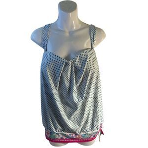 Coco reef halter swim top 34dd bra slimming dots flowers rn#85736